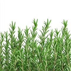 Fresh Green Rosemary Herb Plants Growing in Garden Bed, Ideal for Culinary and Aromatic Uses