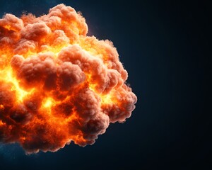 Dramatic explosion with fiery smoke cloud