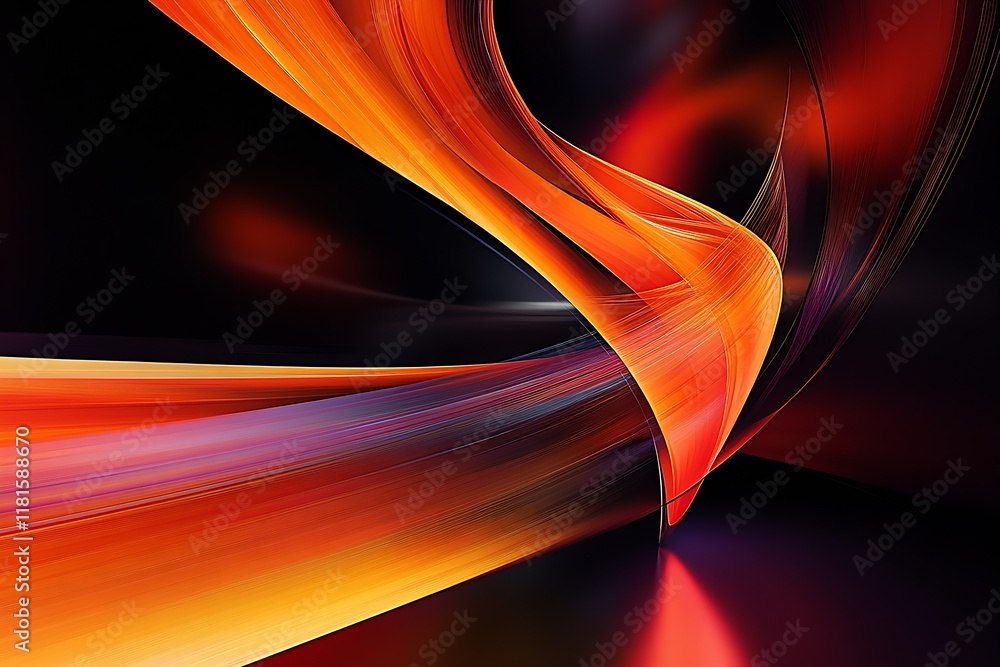Aufkleber Dynamic Flow of Fiery Waves in an Abstract Digital Art for Modern Design Applications : Generative AI