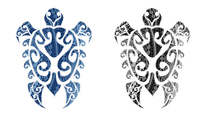 Maori pattern turtle illustration transparent background