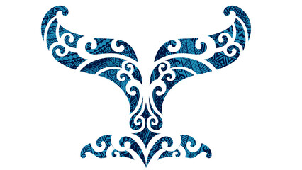 Maori pattern whale tail illustration transparent background