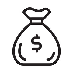 Money, money bag, coin outline icons, minimalist vector illustration, simple concept, Isolated on white background