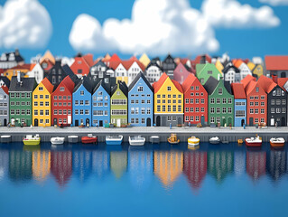 Obraz premium Colorful 3D Cityscape Illustration