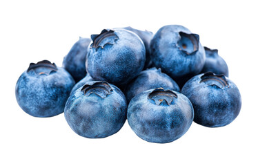 Fresh blueberries with water droplets in close-up view, vibrant and organic berries perfect for healthy snacks, desserts, or smoothies isolated on transparent background