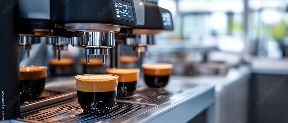 Fototapete Hightech automated production line in a modern factory, featuring a digital interface and futuristic technology for seamless manufacturing efficiency