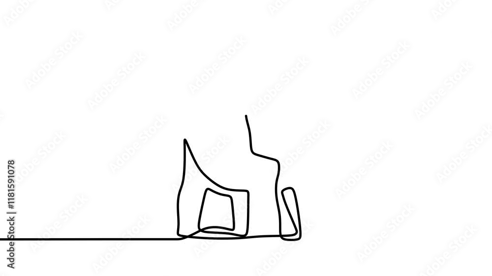 Poster continuous drawing line art of singing with black line and white background. one line animation
