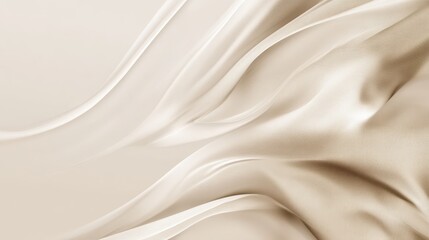 Obraz premium Cream Abstract Wavy Fabric Texture Background, Soft Flowing Cloth Design.