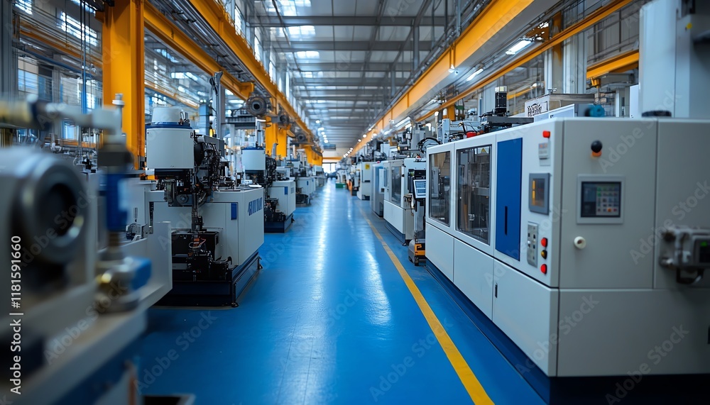 Aufkleber industrial factory setting with engineers discussing the latest machinery and modern equipment, surr