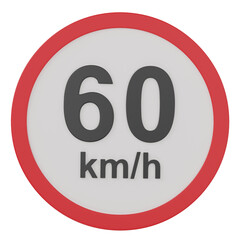3d render  60km/h  street sign  illustration