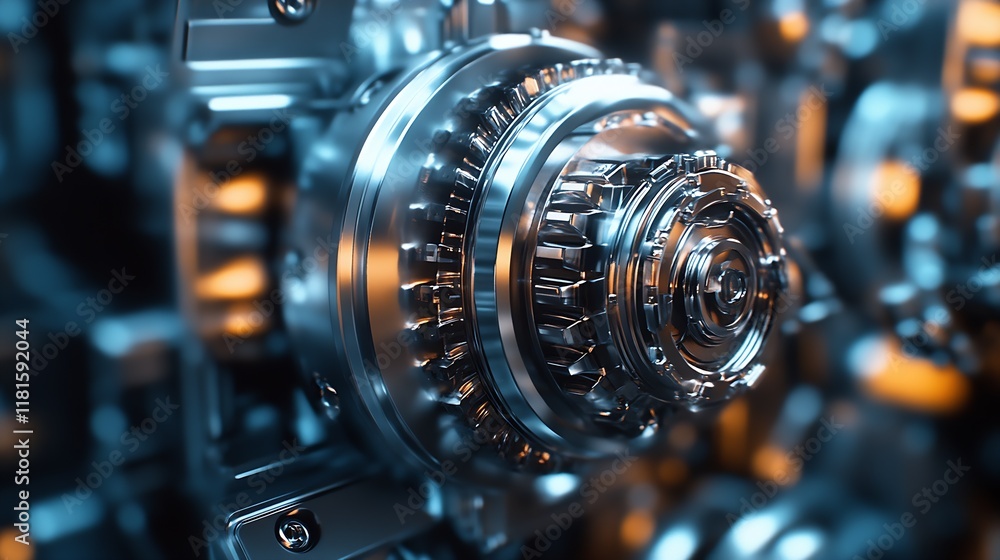 Poster detailed mechanical gear system exhibiting precision engineering and innovative design : generative 