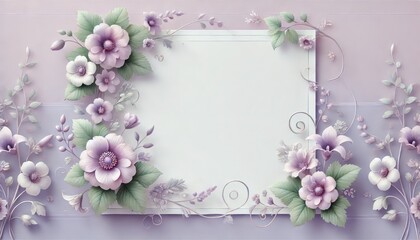 Lilac and Lavender Floral Frame on a Soft Purple Background