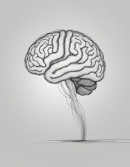human brain close up, medical illustration