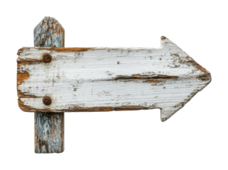 Wooden direction arrow sign pointing to the right. Isolated on transparent background, png.