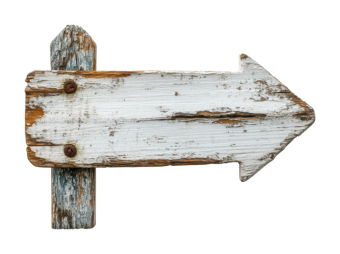 Wooden direction arrow sign pointing to the right. Isolated on transparent background, png.