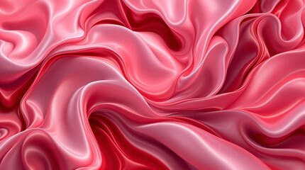 Obraz premium Flowing, glossy pink satin fabric background. Ideal for luxury, fashion, Valentine's Day, or beauty product themes. Useful for backdrops and presentations.