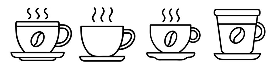 cup of coffee icon, foods line art, foods vector - simple black line art icon of cup of coffee perfect for logos, and foods -themed designs.