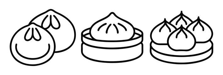 dim sum icon, foods line art, foods vector - simple black line art icon of dim sum perfect for logos, and foods -themed designs.