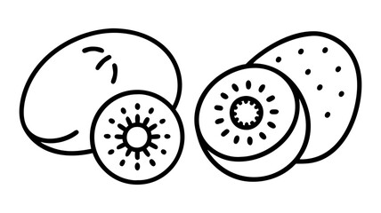 kiwi icon, foods line art, foods vector - simple black line art icon of kiwi perfect for logos, and foods -themed designs.