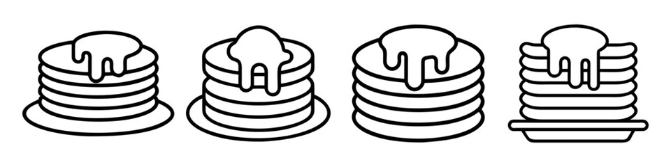 pancakes with syrup icon, foods line art, foods vector - simple black line art icon of pancakes with syrup perfect for logos, and foods -themed designs.