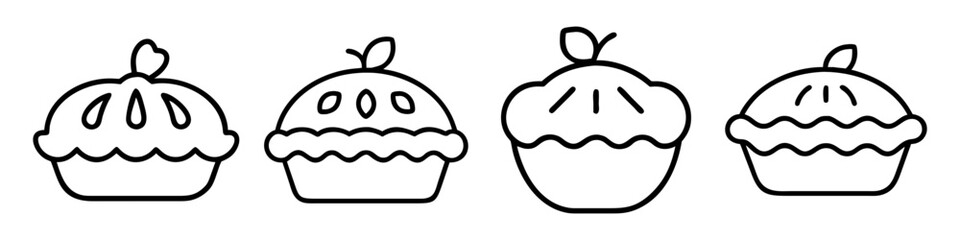 pie apple or pumpkin icon, foods line art, foods vector - simple black line art icon of pie apple or pumpkin perfect for logos, and foods -themed designs.