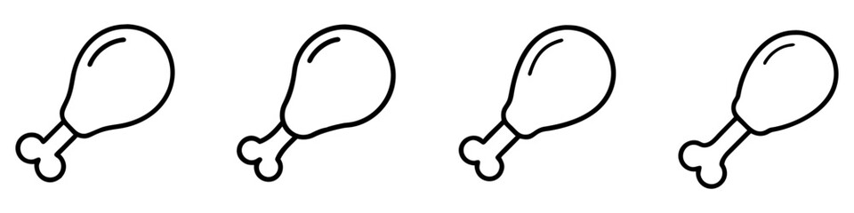 turkey leg icon, foods line art, foods vector - simple black line art icon of turkey leg perfect for logos, and foods -themed designs.