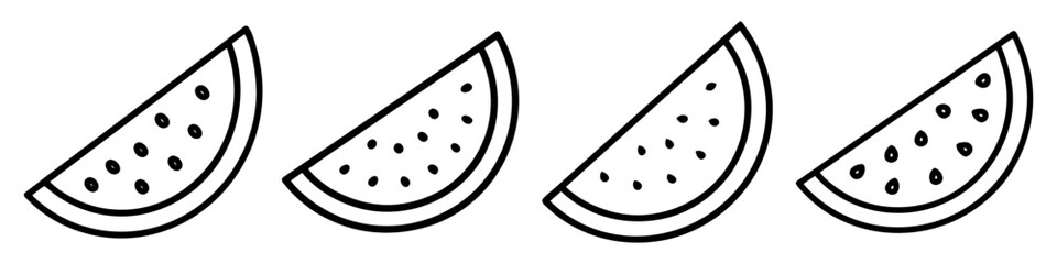 watermelon slice icon, foods line art, foods vector - simple black line art icon of watermelon slice perfect for logos, and foods -themed designs.