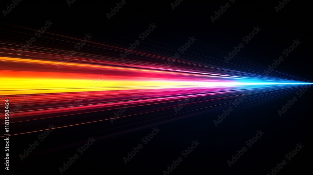 Aufkleber dazzling neon light streaks showing speed and motion on dark background : generative ai