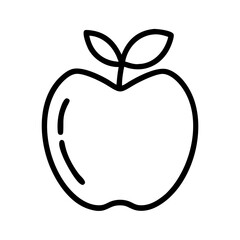 apple icon, foods line art, foods vector - simple black line art icon of apple perfect for logos, and foods -themed designs.