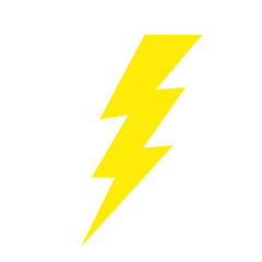 Yellow cartoon electric lightning comic sign. Flash light thunderbolt flat symbol