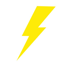 Yellow cartoon electric lightning comic sign. Flash light thunderbolt flat symbol