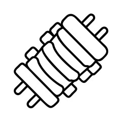 bbq ribs icon, foods line art, foods vector - simple black line art icon of bbq ribs perfect for logos, and foods -themed designs.