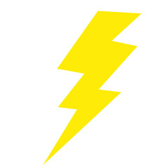 Yellow cartoon electric lightning comic sign. Flash light thunderbolt flat symbol