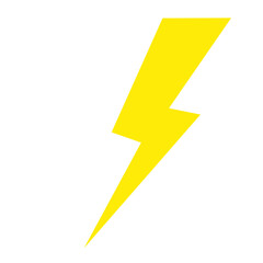 Yellow cartoon electric lightning comic sign. Flash light thunderbolt flat symbol