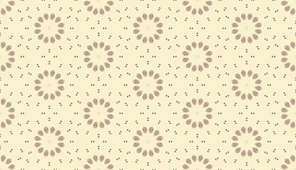 Elegant Floral Geometric Seamless Pattern in Soft Beige Tones.