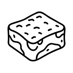 brownie square icon, foods line art, foods vector - simple black line art icon of brownie square perfect for logos, and foods -themed designs.