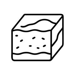 brownie square icon, foods line art, foods vector - simple black line art icon of brownie square perfect for logos, and foods -themed designs.