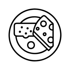 cheese platter icon, foods line art, foods vector - simple black line art icon of cheese platter perfect for logos, and foods -themed designs.
