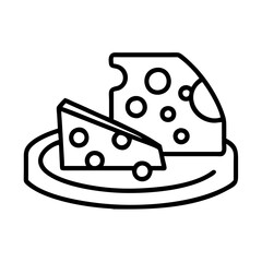 cheese platter icon, foods line art, foods vector - simple black line art icon of cheese platter perfect for logos, and foods -themed designs.