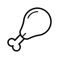 chicken drumstick icon, foods line art, foods vector - simple black line art icon of chicken drumstick perfect for logos, and foods -themed designs.