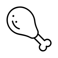 chicken drumstick icon, foods line art, foods vector - simple black line art icon of chicken drumstick perfect for logos, and foods -themed designs.