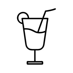 cocktail glass icon, foods line art, foods vector - simple black line art icon of cocktail glass perfect for logos, and foods -themed designs.