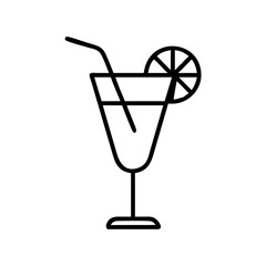 cocktail glass icon, foods line art, foods vector - simple black line art icon of cocktail glass perfect for logos, and foods -themed designs.