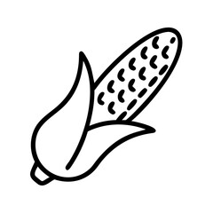 corn on the cob icon, foods line art, foods vector - simple black line art icon of corn on the cob perfect for logos, and foods -themed designs.