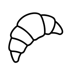 croissant icon, foods line art, foods vector - simple black line art icon of croissant perfect for logos, and foods -themed designs.