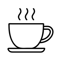 cup of coffee icon, foods line art, foods vector - simple black line art icon of cup of coffee perfect for logos, and foods -themed designs.