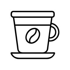 cup of coffee icon, foods line art, foods vector - simple black line art icon of cup of coffee perfect for logos, and foods -themed designs.