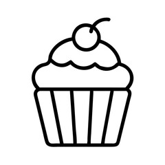 cupcake icon, foods line art, foods vector - simple black line art icon of cupcake perfect for logos, and foods -themed designs.