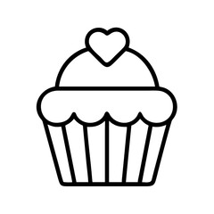 cupcake icon, foods line art, foods vector - simple black line art icon of cupcake perfect for logos, and foods -themed designs.