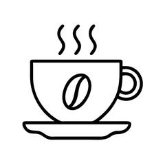 cup of coffee icon, foods line art, foods vector - simple black line art icon of cup of coffee perfect for logos, and foods -themed designs.