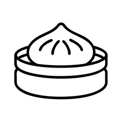 dim sum icon, foods line art, foods vector - simple black line art icon of dim sum perfect for logos, and foods -themed designs.